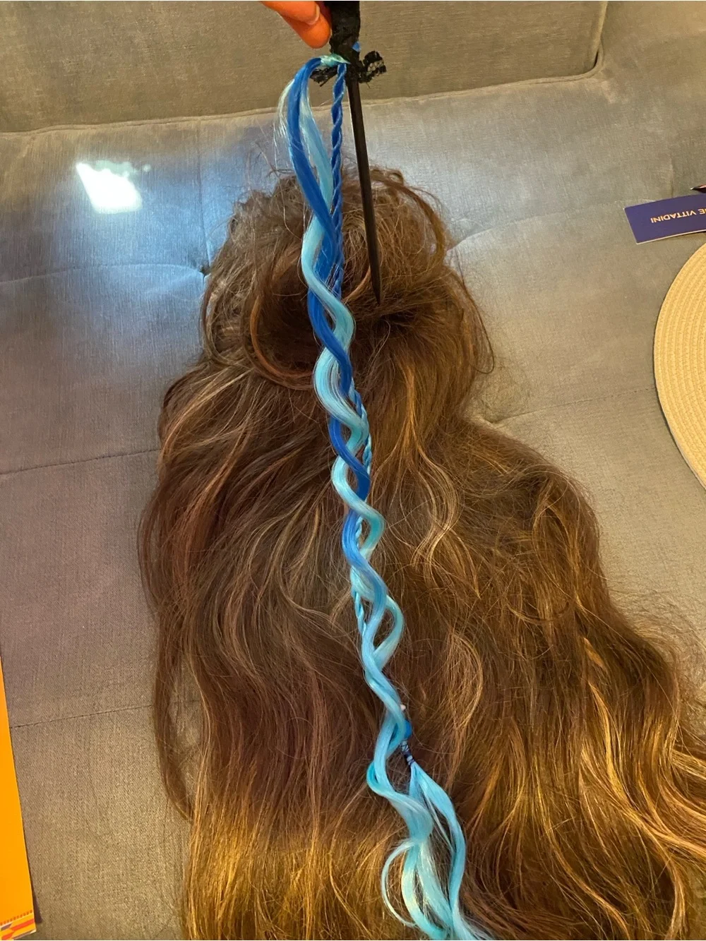 Bright Blue Curly Hair Extension Accent